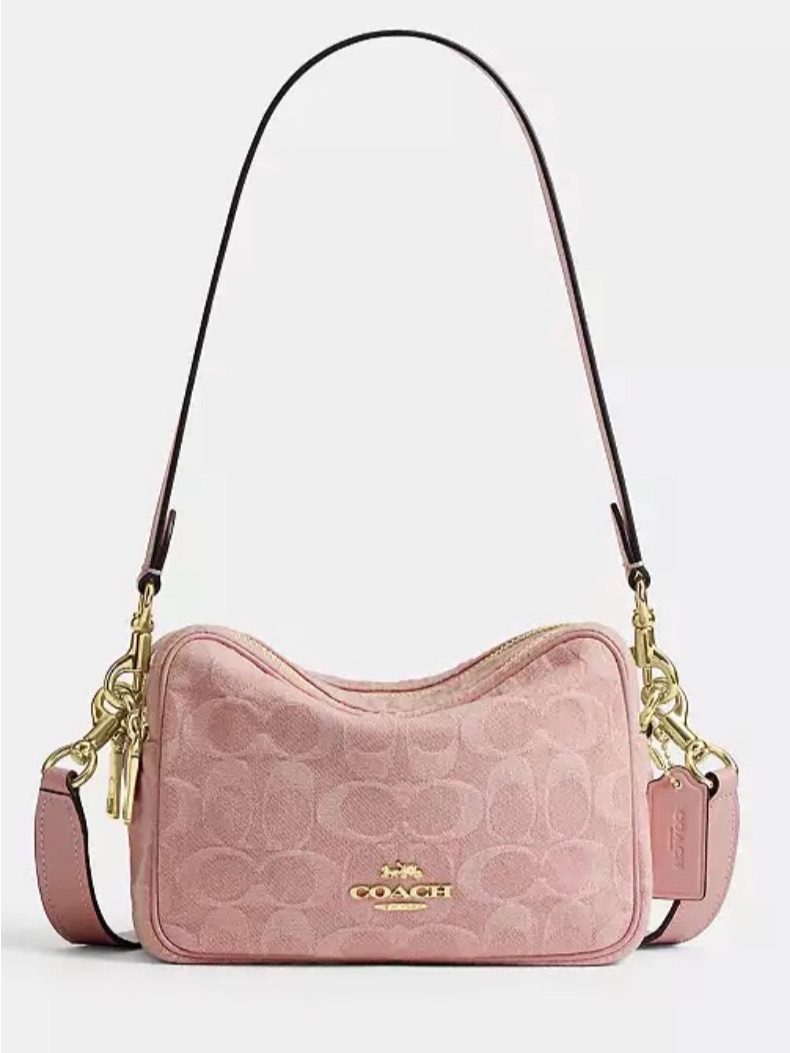 New Coach Mini Carey Shoulder Bag In Signature Denim Pink Limited Release